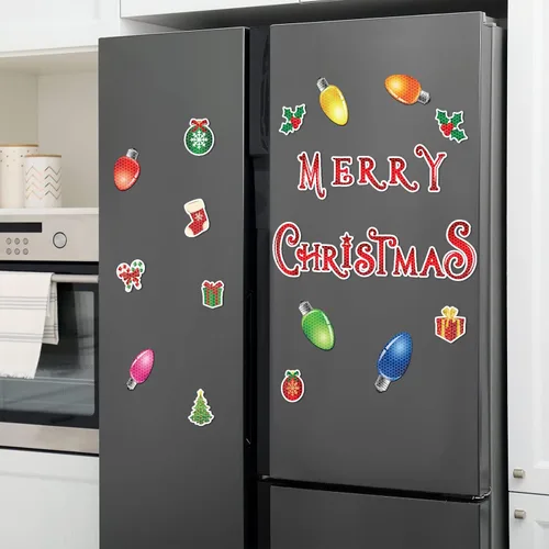 Vista 7 de Blulu Imanes decorativos de Navidad reflectantes para automóvil, calcomanías magnéticas de Navidad, calcomanías magnéticas de Navidad, calcomanías
