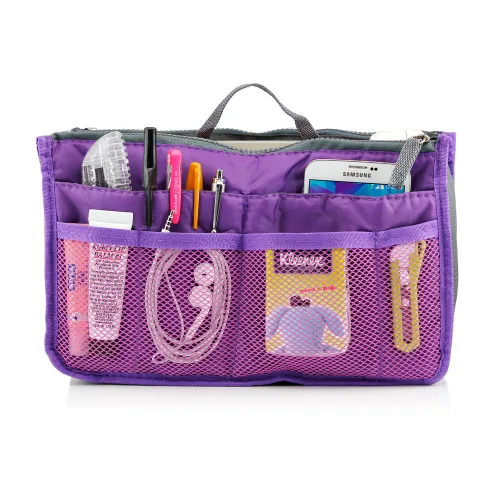 Vista 7 de GEARONIC TM - Bolsa organizadora para bolsas de mujer, bolsa que se mete dentro de bolsa de mujer para organizar mejor cosméticos, etc., S, Púrpura