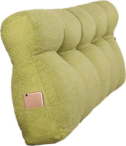 Vista 14 de Cojín triangular grande para cabecero de lectura, almohada para reposo en cama, respaldo triangular, respaldo de forro polar, soporte de Café