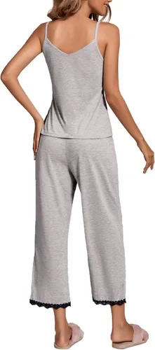 Vista 2 de LYANER Conjunto de pijama para mujer con cuello en V sin mangas y pantalones