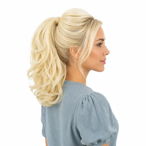 Vista 25 de PRETTYSHOP - Extensión de cabello rizado voluminoso, cola de caballo de 14 pulgadas con clip, resistente al calor