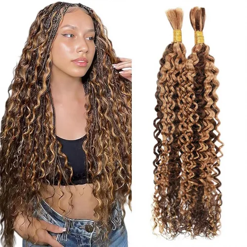 Vista 20 de Cabello humano bohemio, cabello trenzado, 16 pulgadas, 3.53 onzas #1B
