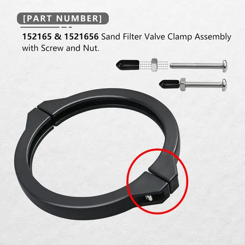 Vista 3 de 152165 y 1521656 Conjunto de abrazadera de válvula de filtro de arena de 6-1/2 pulgadas with Screw and Nut, Compatible with Pentair, for Six-Way