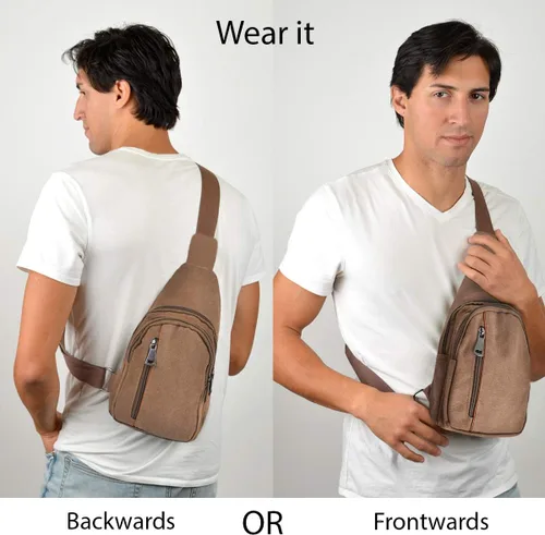 Vista 2 de WESTEND Bolso bandolera de lona con correa ajustable, mochila pequeña de viaje