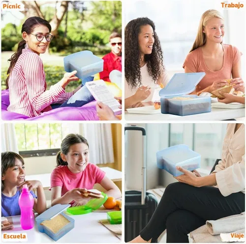 Vista 7 de Abnaok 4 recipientes de sándwich de 20 onzas para loncheras, caja de sándwich con forma de tostada, caja de sándwich con tapa, soporte para sándwich