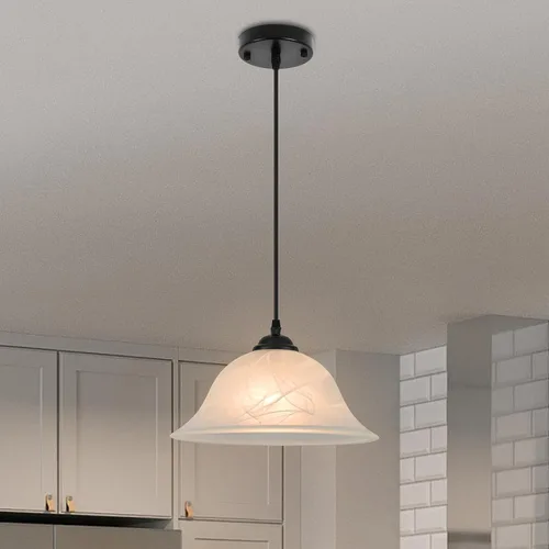 Vista 16 de Luces colgantes de isla para cocina, lámpara colgante dorada vintage de 11.8 pulgadas, lámpara colgante de vidrio esmerilado, 1 paquete, luces