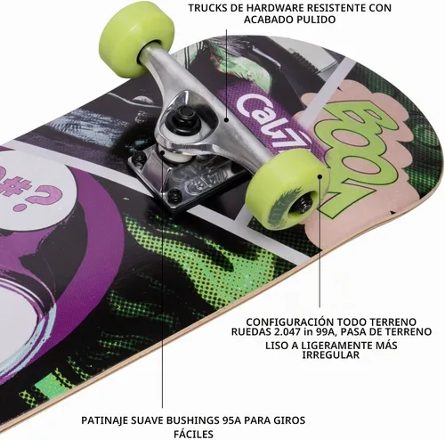 Vista 4 de Cal 7 Patineta Completa Estándar 19.1 cm - 20.3 cm de Tabla Boom de 7.75 pulgadas