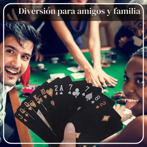 Vista 6 de Cartas de póquer de papel de aluminio impermeables, baraja de naipes de plástico para regalo (3 barajas (oro + oro rosa + negro)) 3 cubiertas