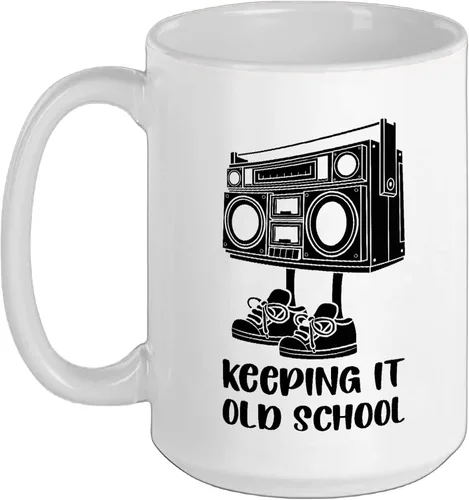 Vista 14 de Keeping It Old School 80s 90s Retro Cassette Radio Ceramic Mug, Orange/White, 11oz
