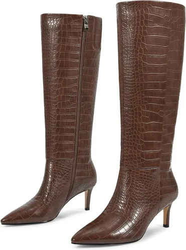 Vista 41 de wetkiss Botas altas hasta la rodilla para mujer, con tacón de gatito y diseño de punta puntiaguda, clásicas y sexys