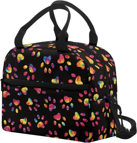 Vista 35 de doginthehole Bolsa de almuerzo portátil de teñido anudado azul, bolsa de almuerzo, organizador reutilizable, hielera para adultos, al aire libre