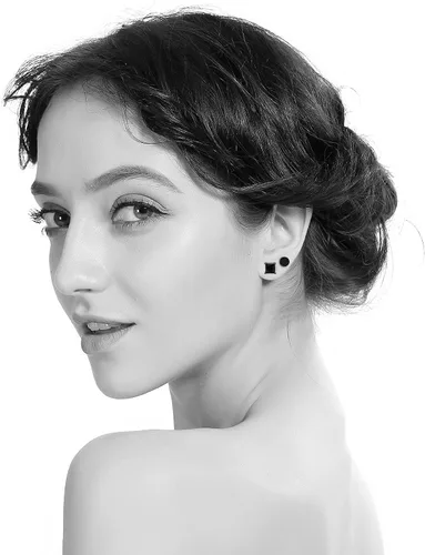 Vista 4 de 3 pares de aretes hipoalergénicos de circonita cúbica negra para hombres y mujeres, chapados en oro, cuadrados y redondos, aretes para orejas