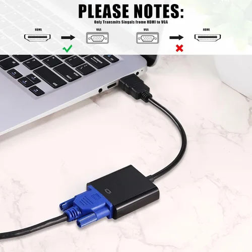 Vista 6 de Yunsailing - Adaptador digital Av a VGA, adaptador de cable de video negro chapado en oro a granel, compatible con Raspberry Pi, monitor