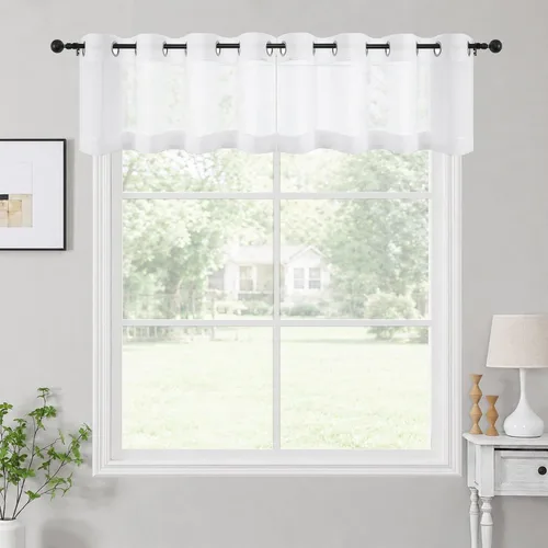 Vista 54 de OWENIE Cenefa transparente con ojales negros para ventanas, 2 paneles de 52