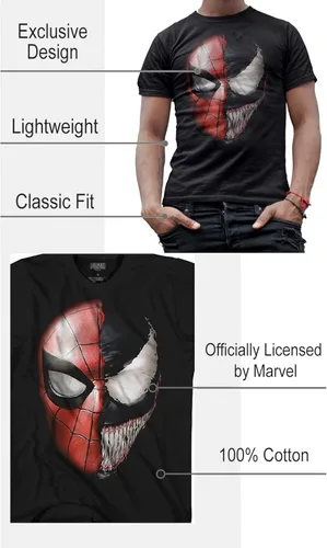 Vista 2 de Marvel Spiderman Venom Spidey Faces - Camiseta para adultos