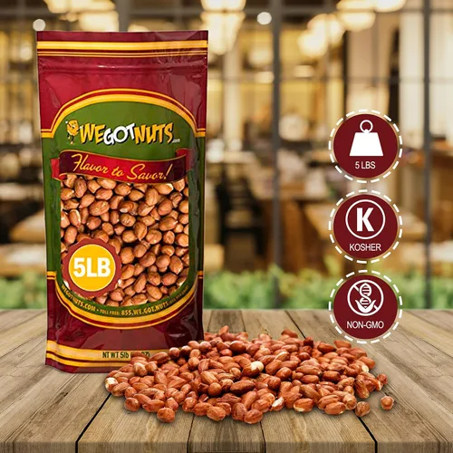 Vista 9 de Cacahuetes We Got Nuts crudos de cáscara roja (sin sal), bolsa a granel de 5 libras