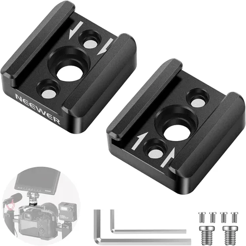 Vista 7 de Neewer Paquete de dos (2) adaptadores de montaje Pro duraderos de 1/4 pulgadas para tornillo de trípode a zapata caliente flash