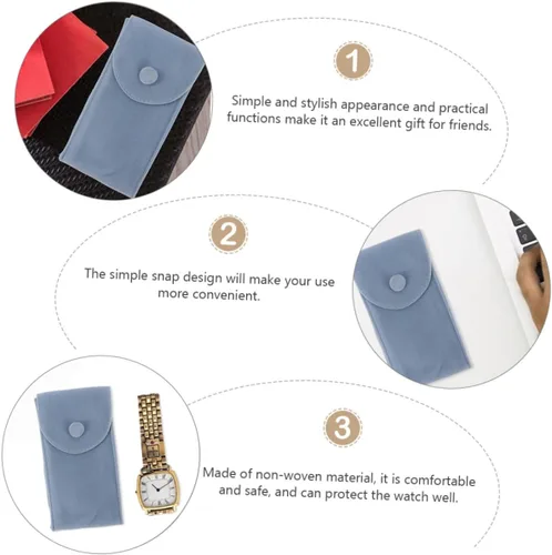 Vista 7 de UKCOCO 1pc Velvet Bag Watch Bag Mens Smartwatch Reloj Inteligente Para Hombre Watch Container Watch Pouch Mens Bracelet Portable Bag for Watch Man