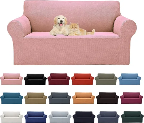 Vista 57 de Cupuamon Funda elástica para sofá de 1 plaza, funda protectora de muebles con parte inferior elástica de tela jacquard a cuadros pequeños para Beige