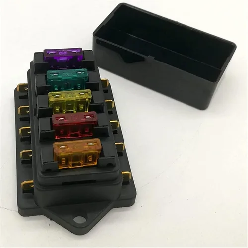 Vista 8 de 12V/24V 4 vías 5 vías auto hoja caja de fusibles titular circuito estándar ATO + fusible de hoja libre (color : soporte de fusible ATO 4 vías)