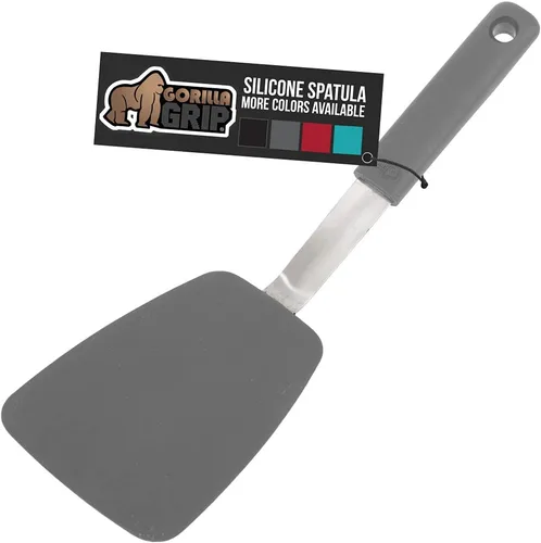 Vista 15 de GORILLA GRIP Espátula de silicona flexible de grado alimenticio, cabezal resistente al calor para sartén antiadherente, mango de goma suave