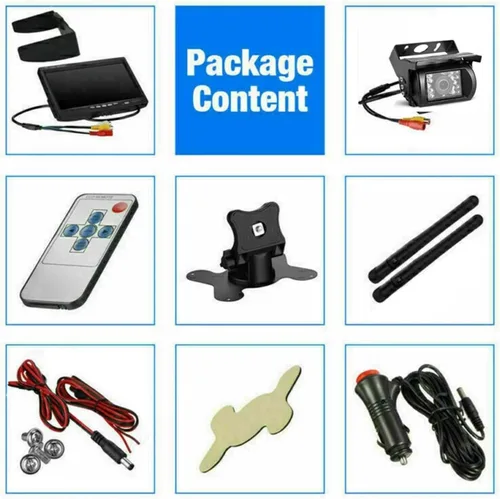 Vista 2 de Cámara de retroceso inalámbrica HD para camiones 7 pulgadas LCD Monitor Cámara de visión trasera para camiones autobús remolque excavadora vehículo