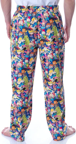 Vista 4 de Nickelodeon Men's 90s Cartoon Rugrats Hey Arnold Ren and Stimpy Allover Character Loungewear Pajama Pants