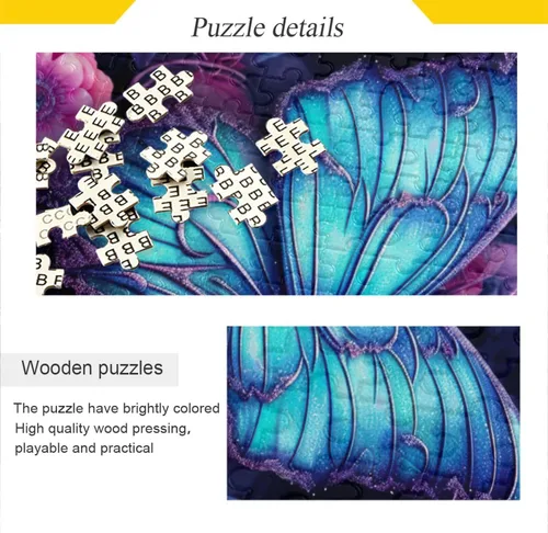 Vista 2 de Butterfly Floral Jigsaw Puzzles 500 Pieces for Adults with Mesh Storage Bag 2011491