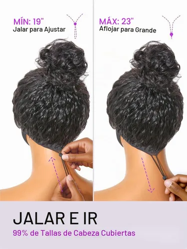 Vista 5 de Peluca de cabello brillante sin pegamento con correa de cordón ajustable, peluca de encaje precortada, peluca de encaje frontal de 13 x 4 pulgadas