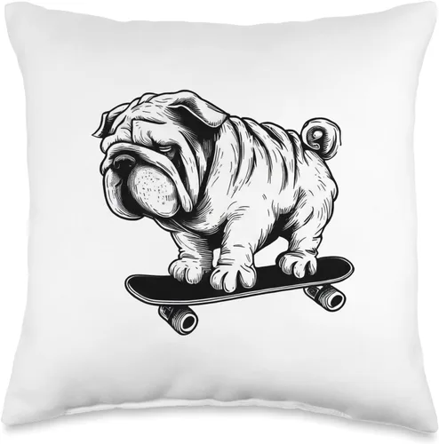 Vista 5 de Urban Paws Adventures Skate King Cool Pug Rolling on a Skateboard - Almohada de 18 x 18 pulgadas, multicolor