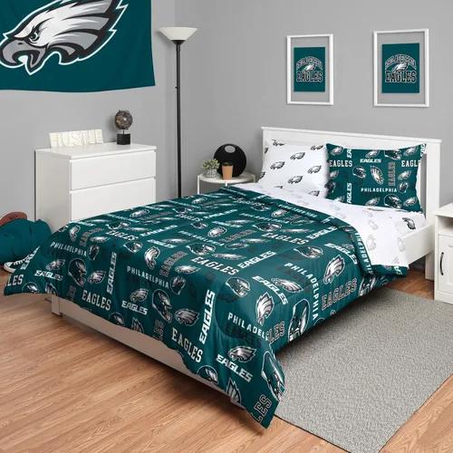 Vista 49 de FOCO Juego de ropa de cama unisex para adultos con logotipo del equipo de la NFL, sábanas y fundas de almohada, juego de ropa de cama de 5 piezas
