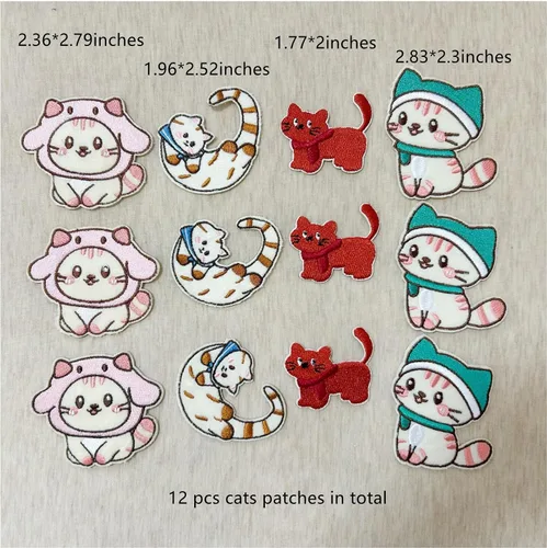 Vista 7 de 12 parches de gatos lindos para coser, parches autoadhesivos para chaquetas, mochilas, jeans, ropa, zapatos, parches de bricolaje