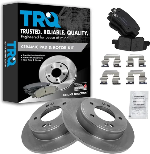 Vista 91 de TRQ Juego de pastillas de freno y rotor de cerámica trasera compatible con Honda Accord V6 1998-02 3.0L con frenos de disco traseros 02-06 Acura RSX