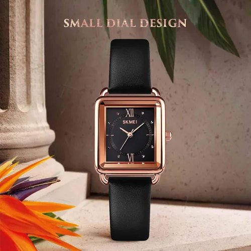 Vista 5 de SKMEI Reloj de mujer elegante reloj de pulsera rectangular de cuero para damas reloj analógico de cuarzo impermeable para mujer