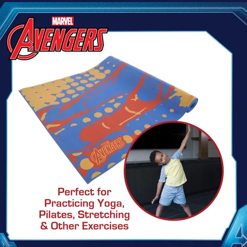 Vista 5 de Marvel Captain Marvel - Tapete de yoga antideslizante para niños y niñas, para todo uso, PVC, accesorios de fitness y entrenamiento, azul marino