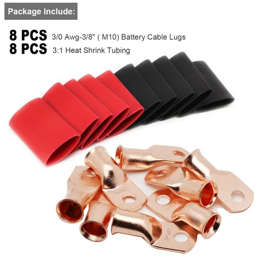 Vista 62 de TKDMR - Kit de 264 piezas de extremos de cable de batería, 132 piezas de terminales de anillo de lengüetas de cable de cobre resistentes AWG 8 6 4 2