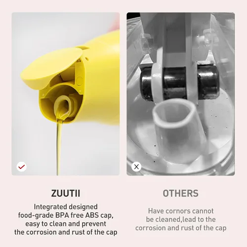 Vista 4 de Dispensador de Aceite de Oliva Zuutii, Envase de Aceite sin Goteo para Cocina. Dispensador de Vinagre, Botella de Vidrio para Cocina, 500ML, Crema