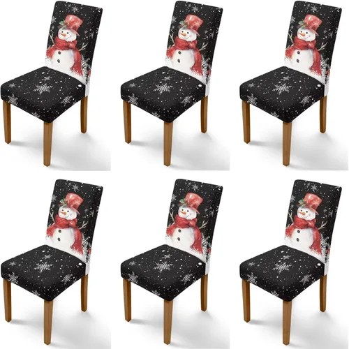 Vista 71 de Rnyleeg Fundas navideñas para sillas de comedor, fundas de asiento de comedor con estampado de campanas brillantes, juego de 1 funda suave y lavable