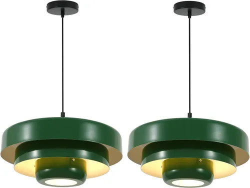 Vista 16 de Lámpara colgante industrial de 13.8 pulgadas, 2 paquetes, lámpara colgante de metal vintage para isla de cocina, lámpara colgante moderna