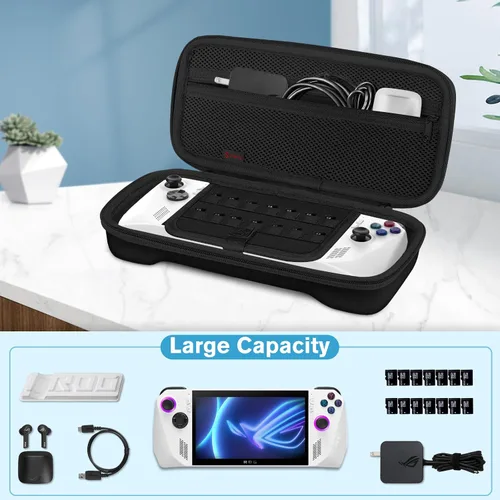 Vista 7 de Fintie Case for ASUS ROG Ally X 2024 ROG Ally 2023, Shockproof Protective Cover Hard Shell with Inner Pocket & 14 Game Card Slots for ASUS ROG Ally