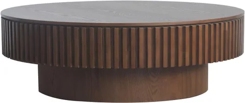 Vista 8 de KEVINSPACE Mesa de centro redonda de 39.37 pulgadas para sala de estar, mesa de café redonda de madera con almacenamiento mesas de centro para sala