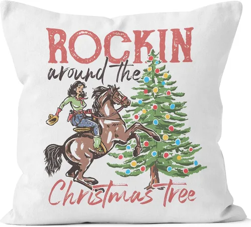Vista 8 de Decoración Occidental: 2 Almohadas de Navidad - 18x18, Fundas de Almohada para Dormitorio, Sofá y Árbol