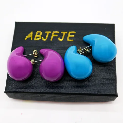 Vista 7 de 2 pares de aretes de gota de agua gruesos dorados y plateados, ligeros, huecos, aretes de aro de lágrima, regalo de joyería de moda para mujeres