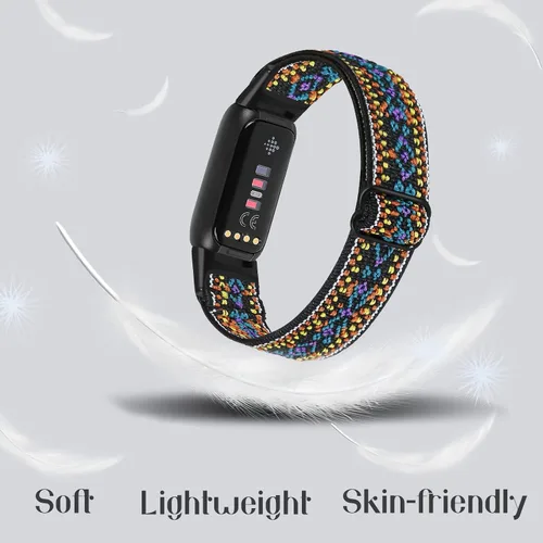 Vista 2 de Paquete de 4 correas deportivas trenzadas elásticas ajustables compatibles con Fitbit Luxe/Luxe Special Edition, correas elásticas de bucle suave