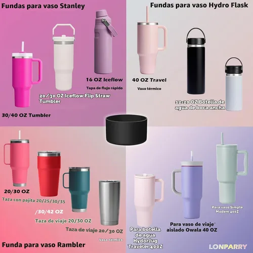 Vista 4 de Paquete de 2 botas de silicona para Stanley Cup 30oz 40oz y Stanley IceFlow Negro (Clear+Black)
