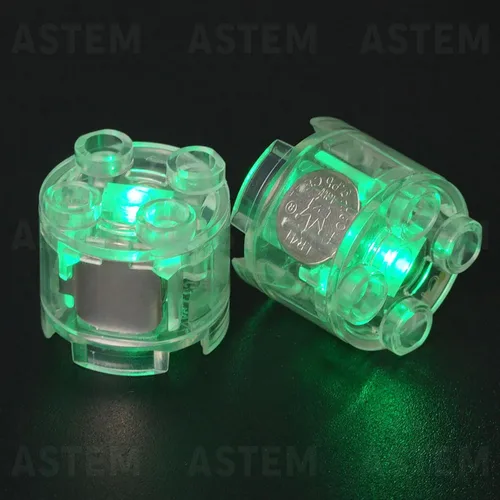 Vista 4 de ASTEM Kit de accesorios de ladrillos de luz verde, paquete de ladrillos de luz LED transparentes clásicos de 2 x 2, 6 piezas de bloques