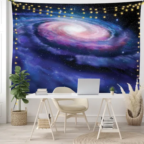 Vista 27 de Ambesonne Tapiz de hongos, atmósfera psicodélica, escena astral estrellada con motivos orientales trippy, decoración de tela para colgar en la pared