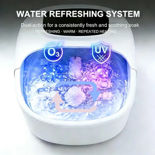 Vista 4 de Bañera de remojo de pies con ozono y UV, masajeador de baño de spa Blanco