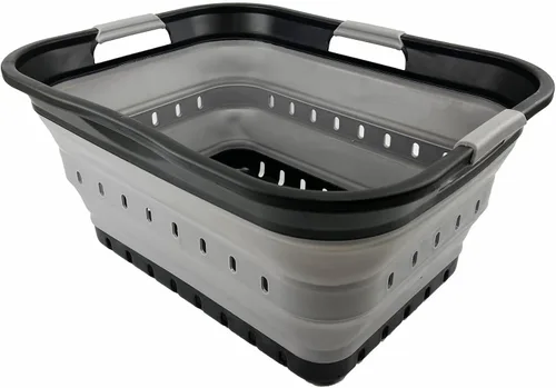 Vista 4 de SAMMART Cesta de lavandería de plástico plegable de 42L (11 galones) - Contenedor/Organizador de almacenamiento plegable emergente - Cesta/Canasta