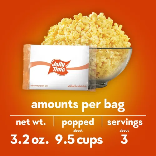 Vista 6 de Jolly Time Healthy Pop Buttery - Palomitas de maíz para microondas, bajas en grasa, sin gluten, sin OMG, bolsa para compartir de 3 onzas, 3 bolsas